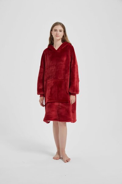 Deka s rukávmi HOODIE bordová