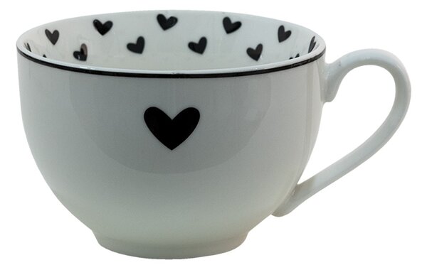 Porcelánová šálka s tanierikom so srdiečkom Love Birds - 12*9*7 / Ø14*2 cm / 220 ml - Clayre & Eef