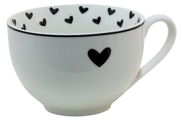 Porcelánová šálka s tanierikom so srdiečkom Love Birds - 12*9*7 / Ø14*2 cm / 220 ml - Clayre & Eef