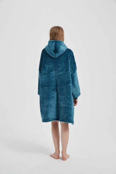 Deka s rukávmi HOODIE tmavotyrkysová