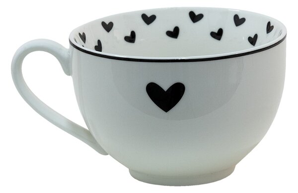 Porcelánová šálka s tanierikom so srdiečkom Love Birds - 12*9*7 / Ø14*2 cm / 220 ml - Clayre & Eef