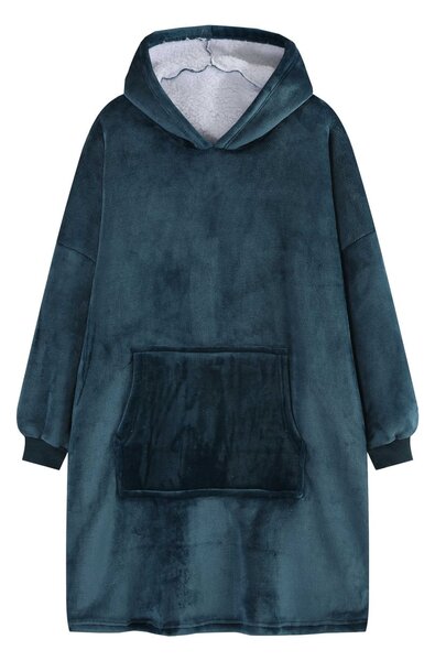 Deka s rukávmi HOODIE tmavotyrkysová