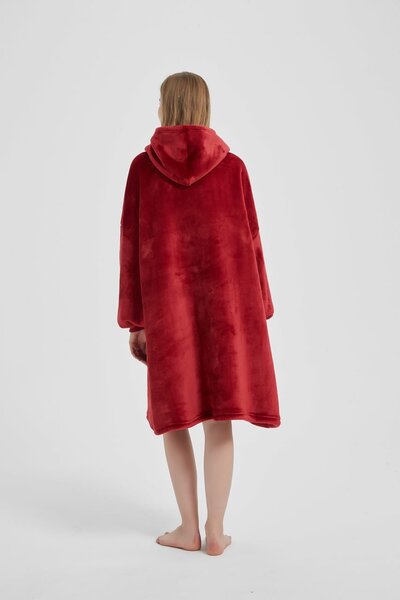 Deka s rukávmi HOODIE bordová