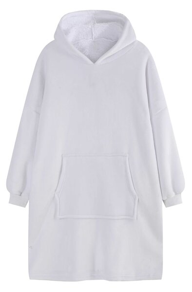 Deka s rukávmi HOODIE biela