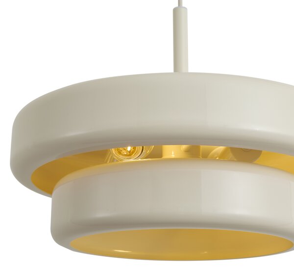Retro závesná lampa béžová s kovovým tienidlom - Ophelia