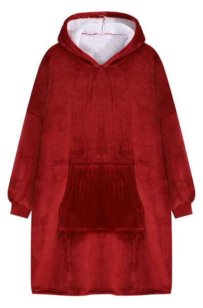 Deka s rukávmi HOODIE bordová