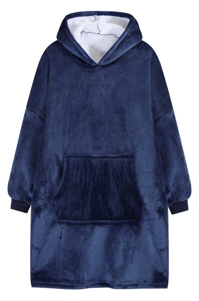 Deka s rukávmi HOODIE námornícka modrá