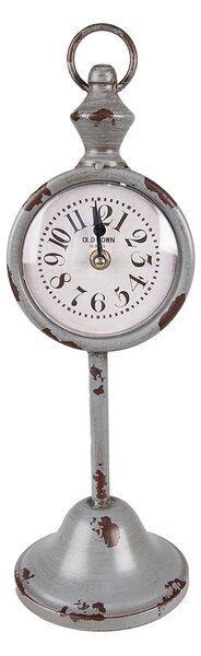 Šedé antik kovové stolné hodiny - 12*12*38 cm / 1*AA - Clayre & Eef