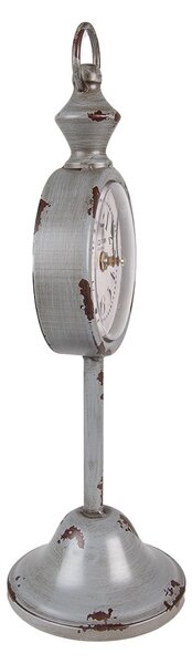 Šedé antik kovové stolné hodiny - 12*12*38 cm / 1*AA - Clayre & Eef