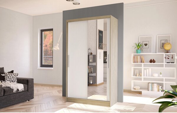 Šatníková skriňa COSTA VI šírka 100 cm Dub sonoma/biela