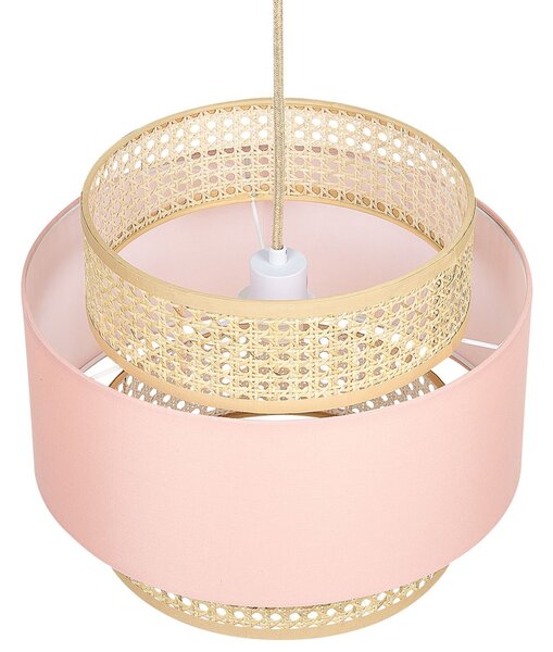 Závesná lampa prírodná ružová ratanové polyesterové tienidlo boho závesné svietidlo