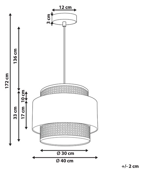 Závesná lampa prírodná ružová ratanové polyesterové tienidlo boho závesné svietidlo