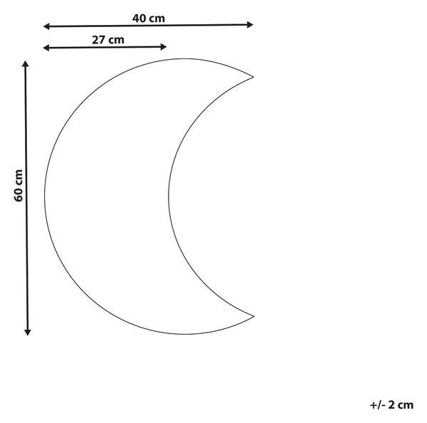 Nástenné zrkadlo strieborné 40 x 60 cm bez rámu v tvare mesiaca závesné minimalistický dizajn