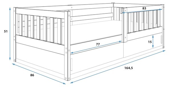 Detská posteľ SMART 80x160 cm Biela -Biela