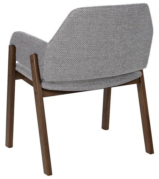 Súprava 2 jedálenských stoličiek tmavé drevo sivý polyester nohy z kaučukového dreva retro dizajn