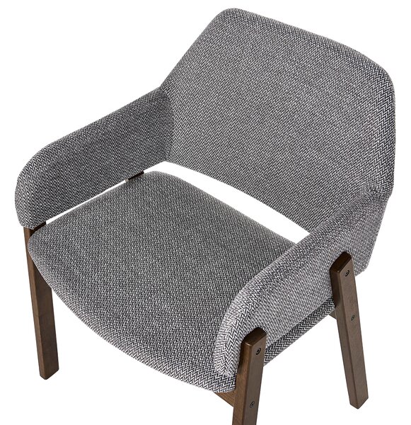 Súprava 2 jedálenských stoličiek tmavé drevo sivý polyester nohy z kaučukového dreva retro dizajn