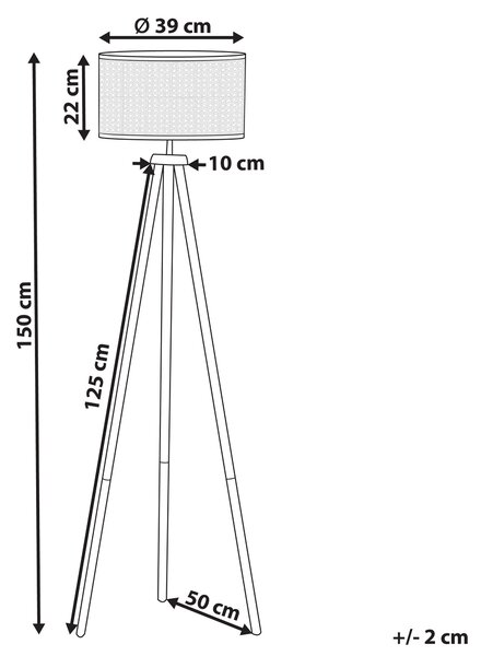 Stojaca lampa prírodná ratanová 150 cm kaučukové drevo trojnohý stojan rustikálny dizajn boho interiér