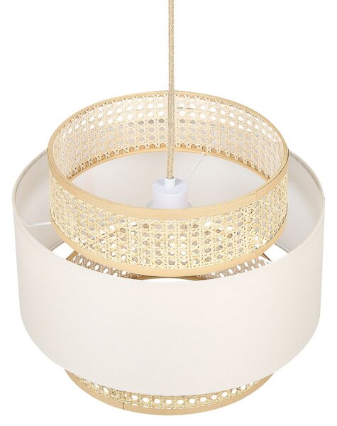 Závesná lampa prírodná béžová ratanové polyesterové tienidlo boho závesné svietidlo