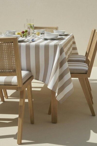 Záhradný obrus STRIPES béžový Rozmer: 140x180 cm