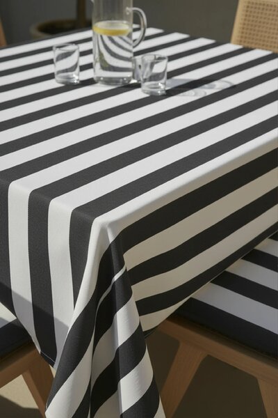 Záhradný obrus STRIPES grafitový Rozmer: 140x180 cm