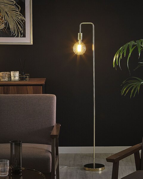 Stojaca lampa zlatá kov 140 cm bez tienidla lesklá povrchová úprava moderný industriálny štýl obývačka spálňa kancelária