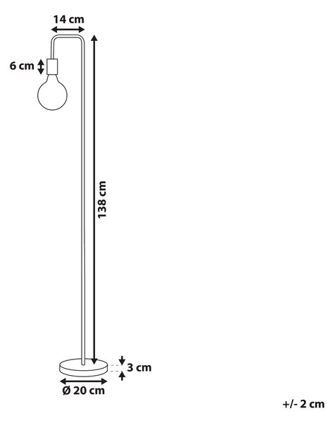 Stojaca lampa zlatá kov 140 cm bez tienidla lesklá povrchová úprava moderný industriálny štýl obývačka spálňa kancelária