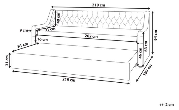 Rozkladacia posteľ modrá zamat 90 x 200 cm s roštom prešívané čelo s gombíkmi glamour štýl spálňa