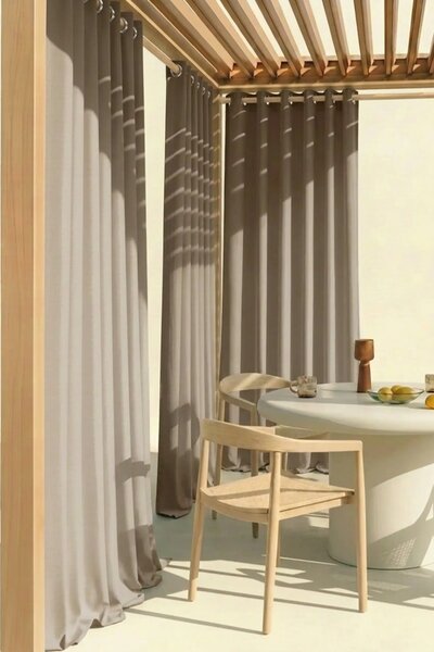 Záves na terasu GAIA s krúžkami taupe Rozmer: 140x220 cm