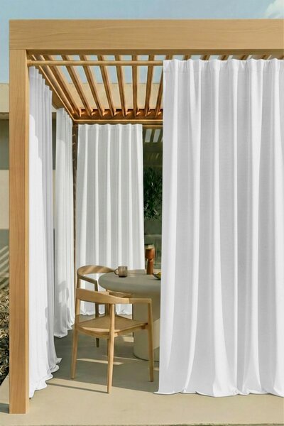 Záves na terasu TARAS GAIA na riasiacej páske biely Rozmer: 140x220 cm