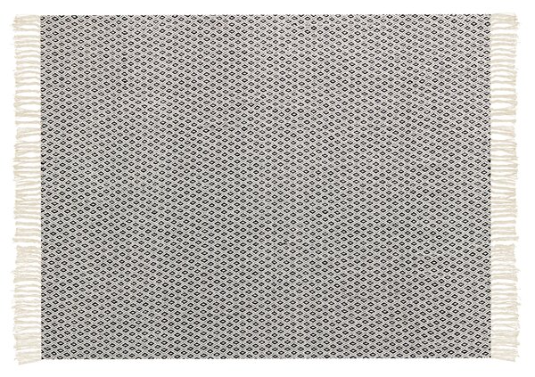 Deka čierna a béžová bavlnená geometrický vzor 125 x 150 cm prikrývka na posteľ tradičná obývačka spálňa