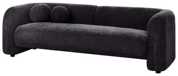 Pohovka čierna ženilkové čalúnenie 3-miestna extra vankúše retro glamour art deco štýl obývačka