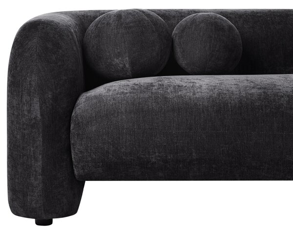 Pohovka čierna ženilkové čalúnenie 3-miestna extra vankúše retro glamour art deco štýl obývačka