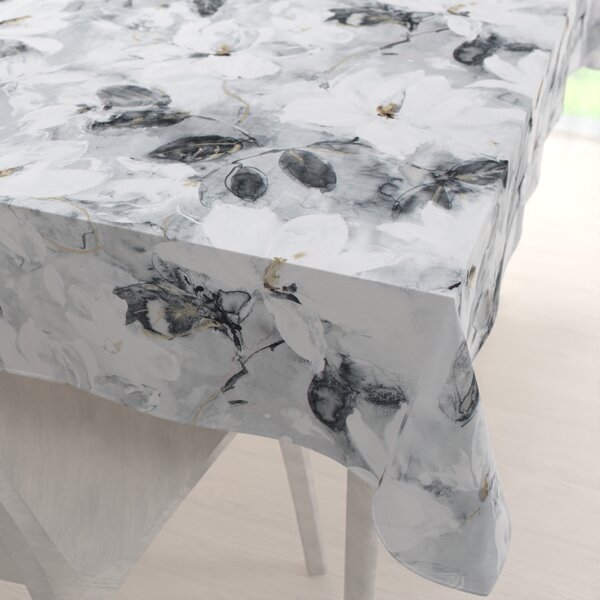 Biante Zamatový obdĺžnikový obrus Tamara TMR-006 Designové kvety na sivom 50x100 cm