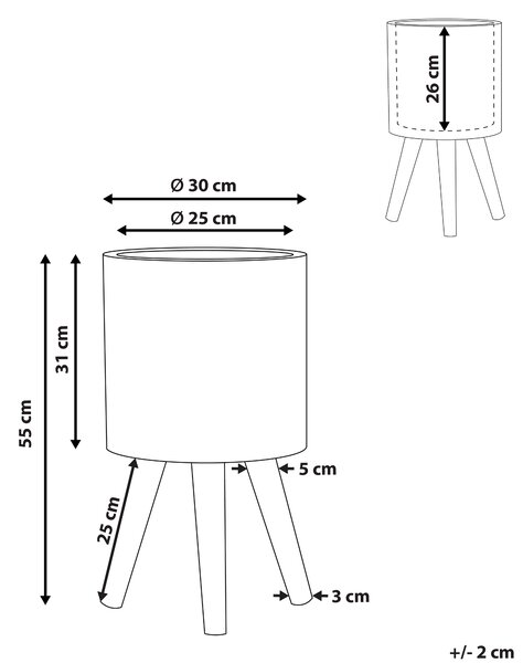 Stojanový kvetináč béžová biela oxid horečnatý ⌀ 30 cm okrúhly tvar geometrický etnický vzor drevené nohy moderný štýl interiér exteriér