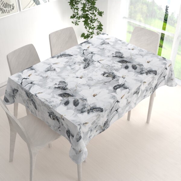 Biante Zamatový obdĺžnikový obrus Tamara TMR-006 Designové kvety na sivom 50x100 cm