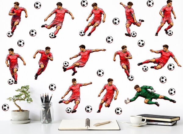 Nalepte.cz Sada futbalistov, farba podľa želania futbalové nálepky na stenu arch 75 x 74 cm