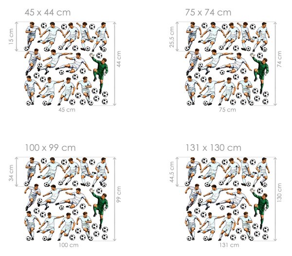 Nalepte.cz Sada futbalistov, farba podľa želania futbalové nálepky na stenu arch 75 x 74 cm