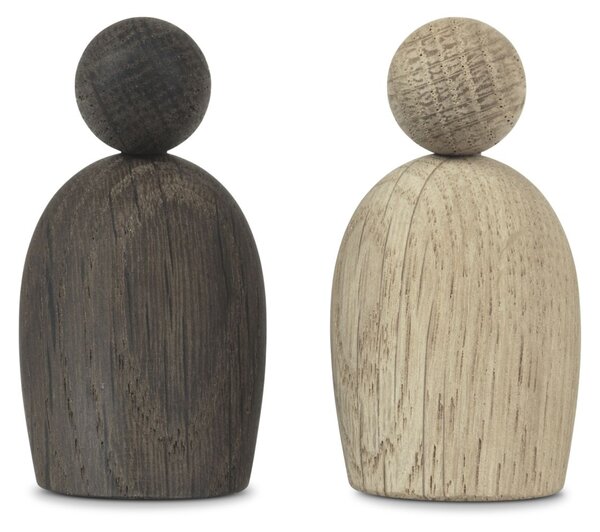 Drevený vtáčik Natural and Smoked Oak Wood – set 2 ks
