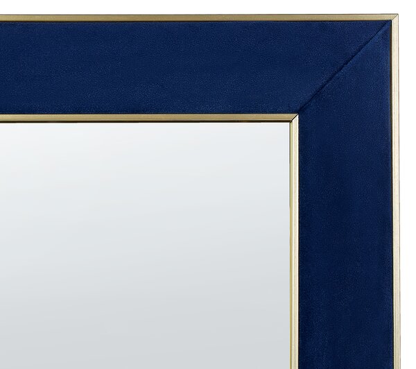 Stojace zrkadlo modrý zamatový rám 50 x 150 cm so stojanom dekoratívny rám glamour dizajn