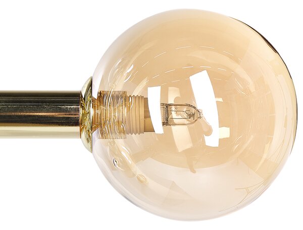 Závesná lampa zlatá oceľ sklo 10 svetiel okrúhle tienidlá na strop moderný glamour štýl obývačka jedáleň spálňa