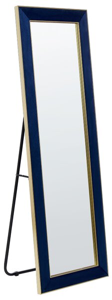 Stojace zrkadlo modrý zamatový rám 50 x 150 cm so stojanom dekoratívny rám glamour dizajn