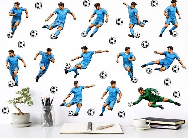 Nalepte.cz Sada futbalistov, farba podľa želania futbalové nálepky na stenu arch 75 x 74 cm