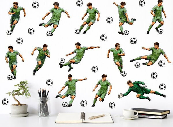 Nalepte.cz Sada futbalistov, farba podľa želania futbalové nálepky na stenu arch 75 x 74 cm