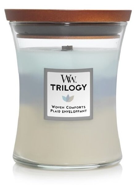 Vonná svíčka WoodWick Trilogy - Woven Comforts 275 g