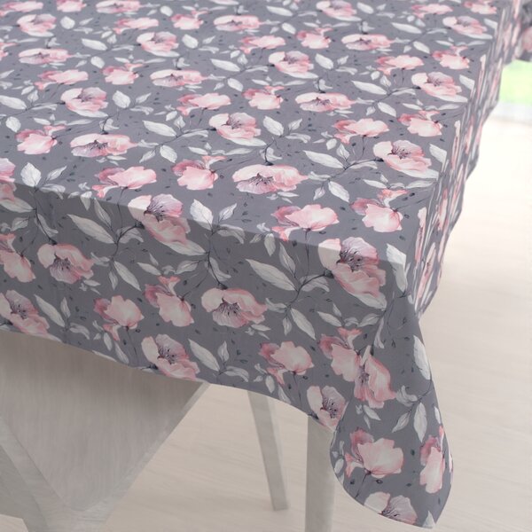 Biante Zamatový obdĺžnikový obrus Tamara TMR-013 Ružové kvety na sivom 50x100 cm