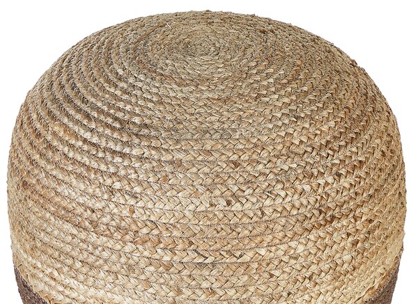 Jutová taburetka prírodná béžová a hnedá okrúhla 50 x 40 cm výplň z polystyrénového granulátu boho bytové doplnky