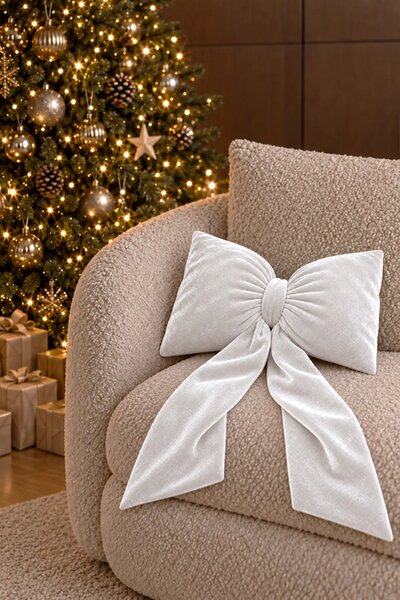 Vianočná mašľa VELVET biela Rozmer: 35x20 cm