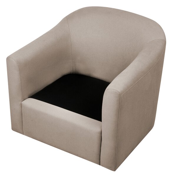 Otočné kreslo sivobéžové polyester látkové čalúnenie vodoodpudivá tkanina retro minimalistický štýl obývacia izba