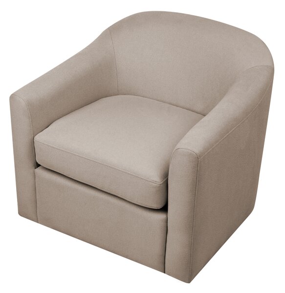 Otočné kreslo sivobéžové polyester látkové čalúnenie vodoodpudivá tkanina retro minimalistický štýl obývacia izba