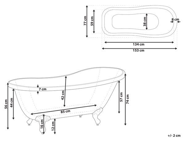 Vaňa červená sanitárny akrylát 153 x 77 cm voľne stojaca oválna strieborné nohy klasický retro dizajn